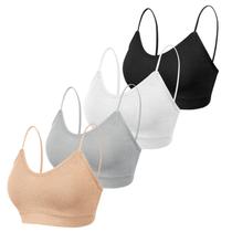 Sutiãs Cami KCDDUMK femininos com decote em V, alças acolchoadas sem costura x4 Sutiãs Cami KCDDUMK femininos com decote em V, alças acolchoadas sem costura x4