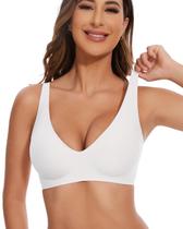 Sutiãs Deep V sem fio para mulheres, sem fio, brancos macios Sutiãs Deep V sem fio para mulheres, sem fio, brancos macios