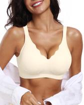 Sutiãs sem fio OEAK Push Up Support Full Coverage Beige XL