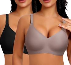 Sutiãs SINFLA com decote em V sem fio para mulheres, camiseta de cobertura total Sutiãs SINFLA com decote em V sem fio para mulheres, camiseta de cobertura total