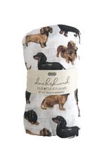 Swaddle Blanket Mud Pie Dachshund Print 120x120cm de algodão