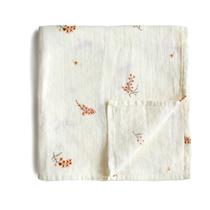 Swaddle Blanket mushie Muslin 100% flores de algodão orgânico Swaddle Blanket mushie Muslin 100% flores de algodão orgânico