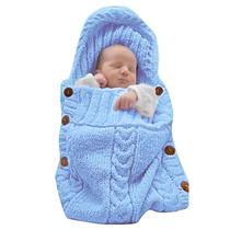 Swaddle Blanket XMWEALTHY Newborn Knit Saco de dormir azul claro