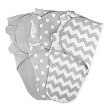 Swaddle Cobertor Baby Girl Boy Easy Adjustable 3 Pack Infant Sleep Sack Wrap Newborn Babies by Comfy Cubs (Cinza, Grande)