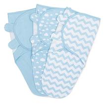 Swaddle cobertor bebê menina menino fácil ajustável 3 pacote infantil saco de sono embrulhar recém-nascidos por filhotes confortáveis (grande (3-6 meses), azul)