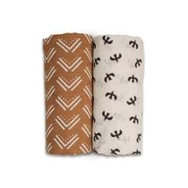 Swaddle Set lulujo Boho, cobertores de musselina de algodão, pacote com 2 Swaddle Set lulujo Boho, cobertores de musselina de algodão, pacote com 2