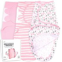 Swaddle Sleep Sack Bublo Baby 0-3 meses, pacote com 3 flores rosa