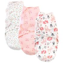 Swaddle Wrap Hudson Baby acolchoado de algodão de 0 a 3 meses, pacote com 3 unidades para meninas Swaddle Wrap Hudson Baby acolchoado de algodão de 0 a 3 meses, pacote com 3 unidades para meninas