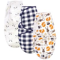 Swaddle Wrap Hudson Baby acolchoado de algodão de 0 a 3 meses, pacote com 3 Swaddle Wrap Hudson Baby acolchoado de algodão de 0 a 3 meses, pacote com 3