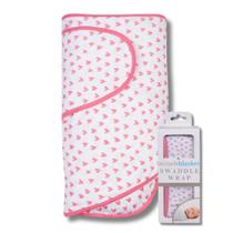 Swaddle Wrap Miracle Blanket para Recém-Nascido - Essencial com Estampa de Corações Coral