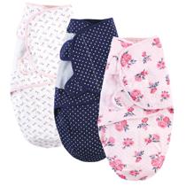 Swaddle Wrap, pacote com 3 unidades, acolchoado, algodão, rosa, azul marinho