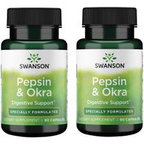 Swanson Pepsina y Okra Soporte Digestivo 90 Cápsulas Paquete de 2
