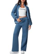 Sweat Set Aleumdr para mulheres, moletom de duas peças, azul, XL