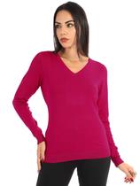 Sweater Anistia Feminino de Lã Manga Longa Decote V. Pink