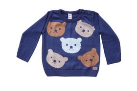 Sweater Tricot Baby Infantil Mini Lord Estampado Azul Urso Inverno Quentinho