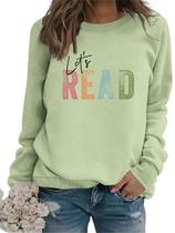 Sweatshirt GVABRLN Reading Book para mulheres verde claro