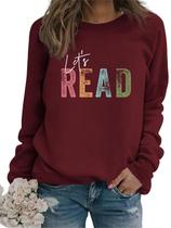 Sweatshirt GVABRLN Reading Book para mulheres vinho tinto