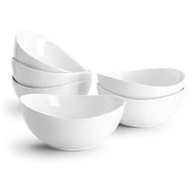 Sweese 102.001 Porcelana Bowls - 18 Onças para Cereal, Salada, Sobremesa - Conjunto de 6, Branco