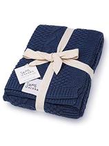 Sweet Acorn Knit Baby Blanket - Algodão orgânico Baby & Toddler Recebendo cobertores para meninas e meninos - Carrinho de malha macia / Jogar cobertores - Padrão de cabo - Bay Blue