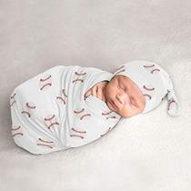 Sweet Jojo Designs Beisebol Baby Boy Cocoon e Gorro Chapéu 2pc Set Jersey Stretch Knit Sleeping Bag para Infant Newborn Nursery Sleep Wrap Sack - Vermelho e Branco Americana Sports
