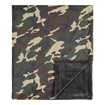 Sweet Jojo Designs Woodland Camo Baby Boy Cobertor Recebendo Swaddle de Segurança para Recém-nascido ou criança Berçário Assento de Carro Carrinho Soft Minky - Verde Bege e Preto Camuflagem Rústica da Floresta