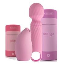 Sweet Vibe Combo Varinha Mágica e Dengo e Xodó Sugador de Clitóris Rosa em Silicone Recarregável