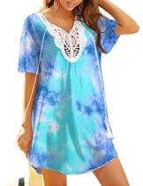 Swimsuit Cover Up Ekouaer Lace Crochet com decote em V para mulheres
