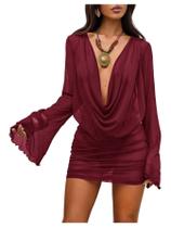Swimsuit Cover Up SOLY HUX Sheer Mesh Beach Dress Borgonha