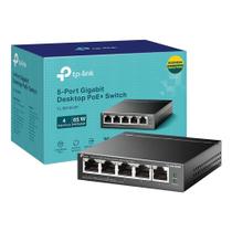 Switch 5 Portas 10/100/1000 Gigabit 4 Portas PoE+ 65W Mesa TL-SG1005P TP Link