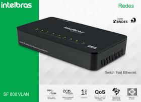 Switch 8 Portas Intelbras Mbps Sf 800 Vlan Para internet até 100 megas
