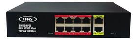 Switch 8 Portas Poe 10/100mbps + 02 PORTAS Uplink Twg Tw-4808 Sw