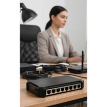 Switch 8 Portas PoE Reverso Gigabit 1GB/s Potência Flexível