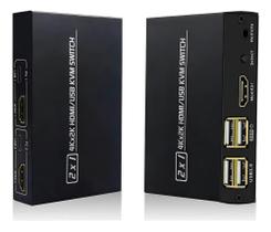 Switch Chaveador E Seletor Usb Kvm Hdmi 2 Portas Mouse Tecla