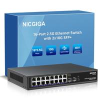 Switch Ethernet NICGIGA 18 portas 2,5 Gb+ 2 portas 10 Gb SFP+