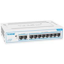 Switch Gigabit PoE de 10 portas, 8 portas POE com 2 uplink 1G: com TEROW PoE de 1000 Mbps, compatível com 802.3af/at, rede, switch Ethernet com função Vlan, metal para casa/escritório, esteticamente agradável