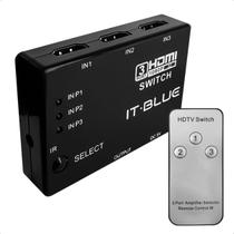 Switch HDMI HUB Splitter 3 Portas Adaptador Com Controle Divisor Chaveador