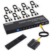 Switch HDMI KVM TCNEWCL 8 portas 4K @60Hz para 8 PCs com cabos Switch HDMI KVM TCNEWCL 8 portas 4K @60Hz para 8 PCs com cabos