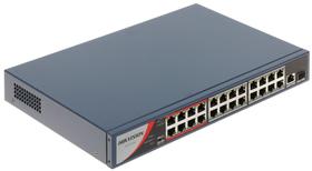 Switch Hikvision Metalico Ds-3e0326p-e/m(b) 24 Portas Poe 10/100 + 01 Uplink Giga + 01 Sfp Giga