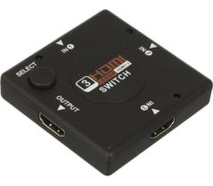Switch hub hdmi preto 3 portas full hd 1080p divisor entrada
