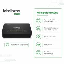 Switch Intelbras S1108F 8 Portas Fast PoE Ethernet Não Gerenciável