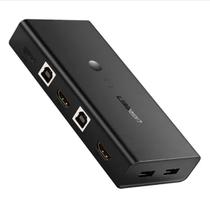 Switch kvm com 4 portas usb-a 2 portas usb-b 2 entradas hdmi e uma saida hdmi 4k ugreen cm200 - 50744