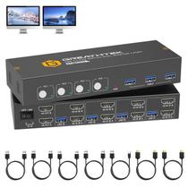 Switch KVM GREATHTEK de 4 portas para dois monitores USB 3.0 4K 60 Hz Switch KVM GREATHTEK de 4 portas para dois monitores USB 3.0 4K 60 Hz