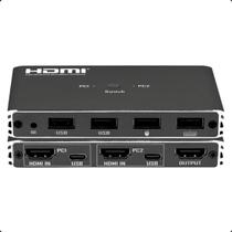 Switch KVM HDMI 2x1 4K 60Hz PlugPlay USB 2.0 com Controle Remoto