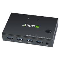Switch KVM HDMI USB 4K - Compartilhamento de Teclado, Mouse e Impressora