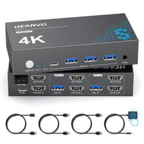 Switch KVM Hearvo USB 3.0 para 2 Monitores 4K@60Hz