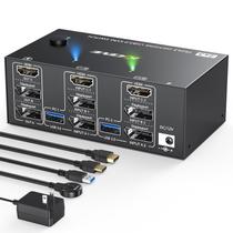 Switch KVM NAWEN 8K@60Hz HDMI - 3 Monitores, 2 Computadores, USB 3.0