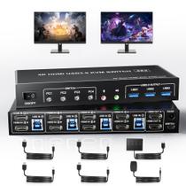 Switch KVM Yeemie Pro USB 3.0 HDMI, monitores duplos, 4 computadores