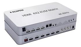 Switch Matrix 4x2 Com Kvm Hdmi 3840 60hz 2 Monitores E 4 Pc