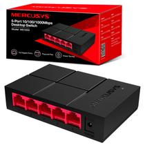 Switch Mercusys MS105G 5 Portas RJ-45 Gigabit (10/100/1000), Design Compacto, Plug & Play - Preto