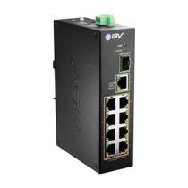 Switch PoE BV-Tech de 8 Portas com Trilho DIN e Uplink Gigabit